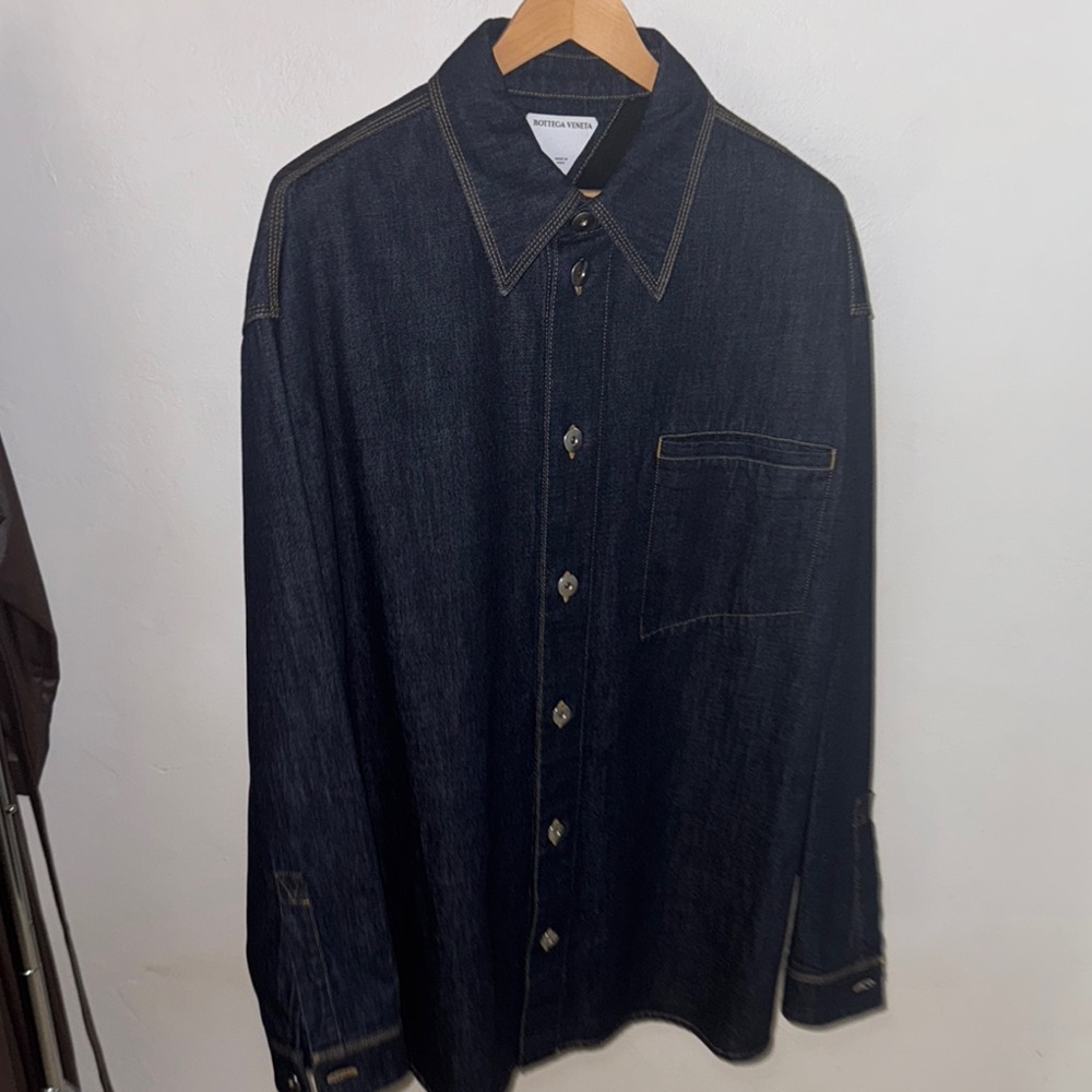 Oversized Bottega Veneta Dark Denim Shirt Jacket